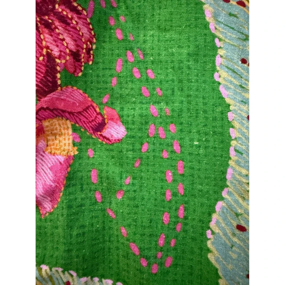 Farm Rio Off The Shoulder Maxi Dress Green Floral Puff Sleeve Button Front M - Picture 12 of 15